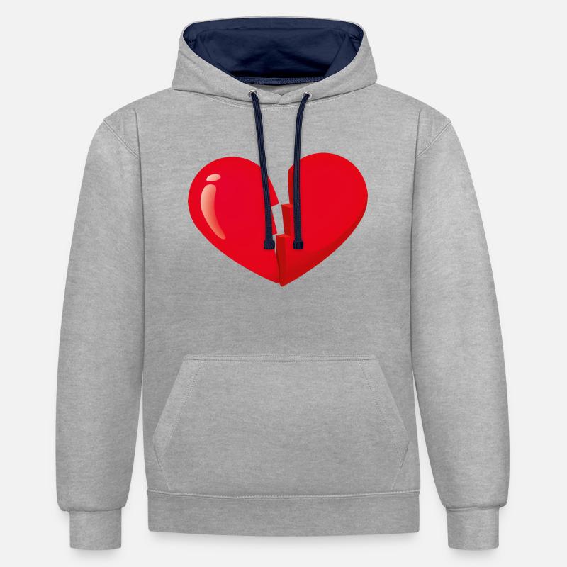 broken heart brisé - Sweat à capuche contrasté - gris chiné/bleu marine