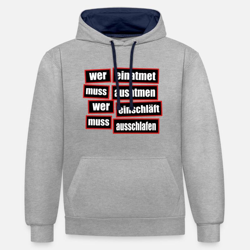 Dire le sommeil - Sweat à capuche contrasté - gris chiné/bleu marine
