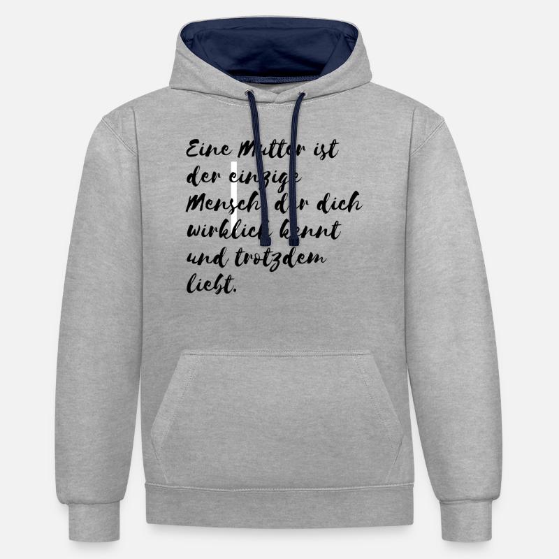 Mutter Spruch - Kontrast-Hoodie - Grau meliert/Navy