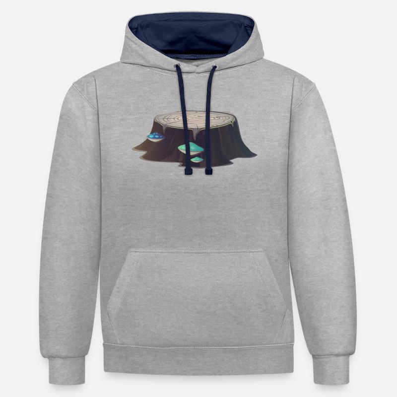 souche d'arbre - Sweat à capuche contrasté - gris chiné/bleu marine