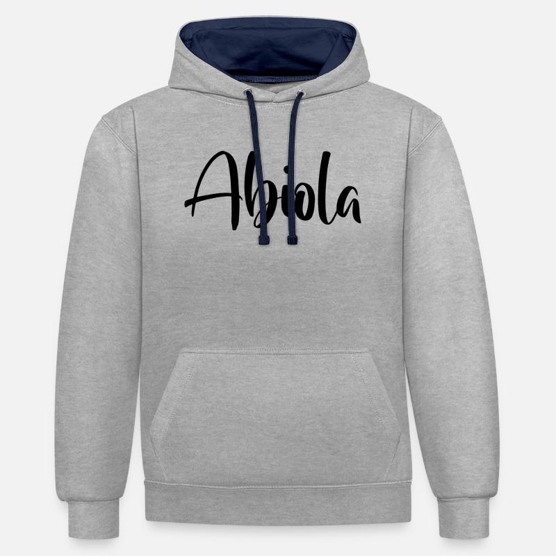Nom - Abiola - Sweat à capuche contrasté - gris chiné/bleu marine