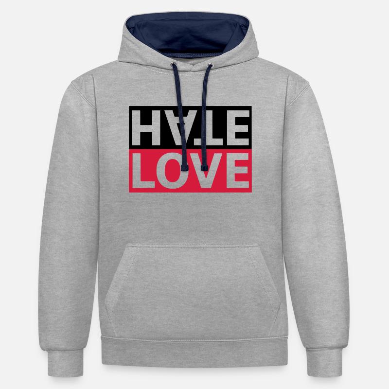 Hate Love Hass Liebe Statement - Kontrast-Hoodie - Grau meliert/Navy