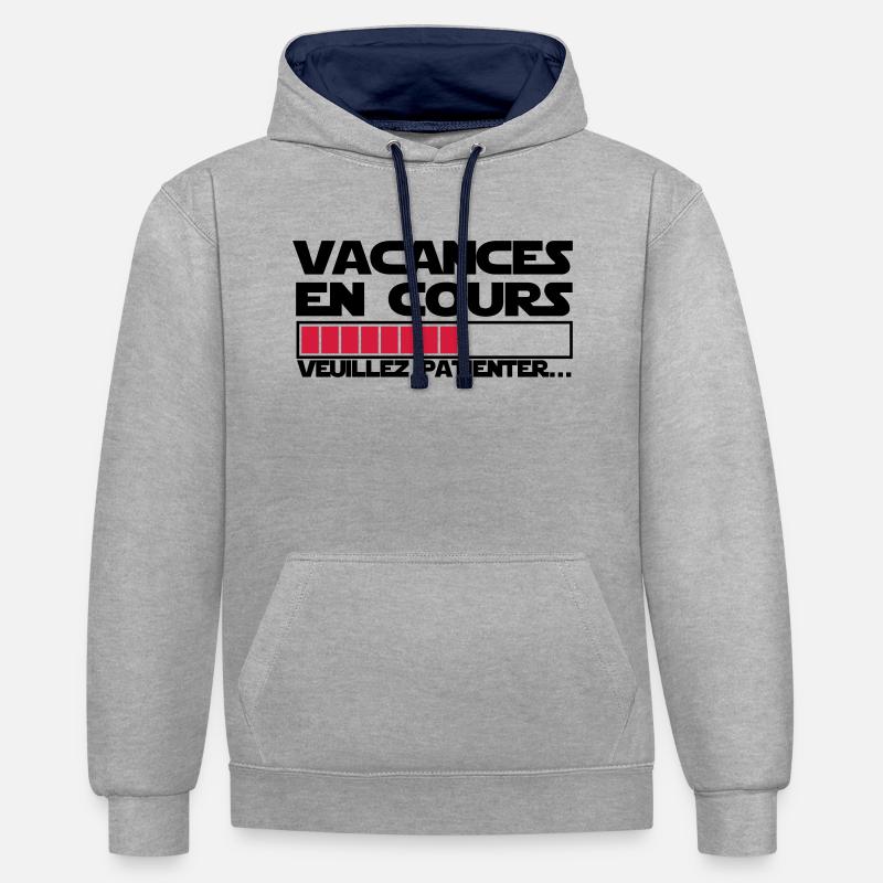 vacances EN COURS - Sweat à capuche contrasté - gris chiné/bleu marine