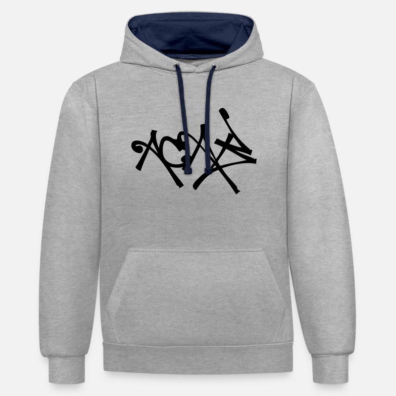 ACAB Day Style du graffiti - Sweat à capuche contrasté - gris chiné/bleu marine