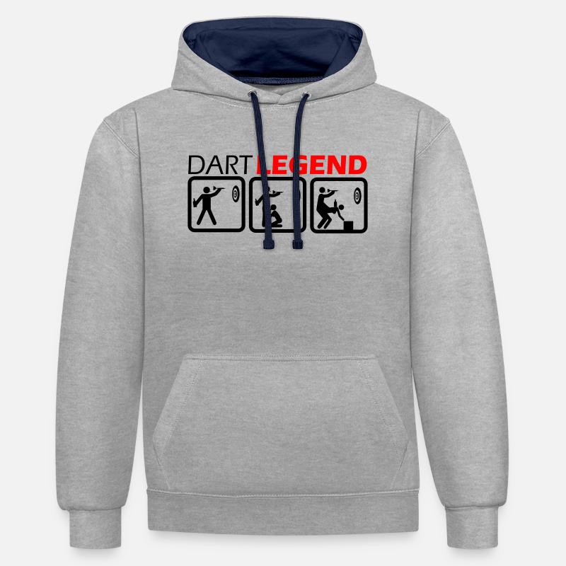 Légende des fléchettes - Sweat à capuche contrasté - gris chiné/bleu marine