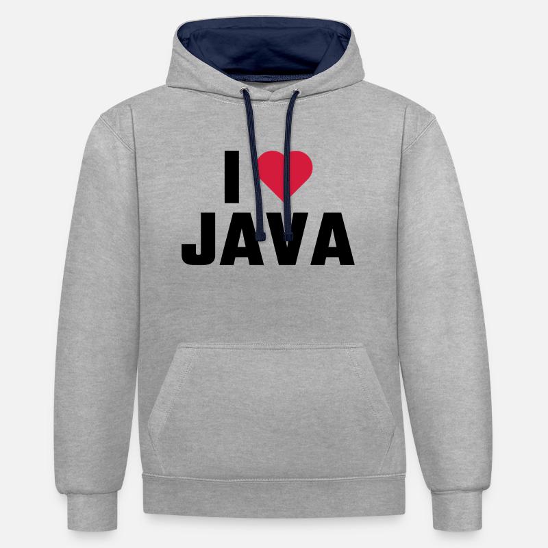 J'aime java - Sweat à capuche contrasté - gris chiné/bleu marine