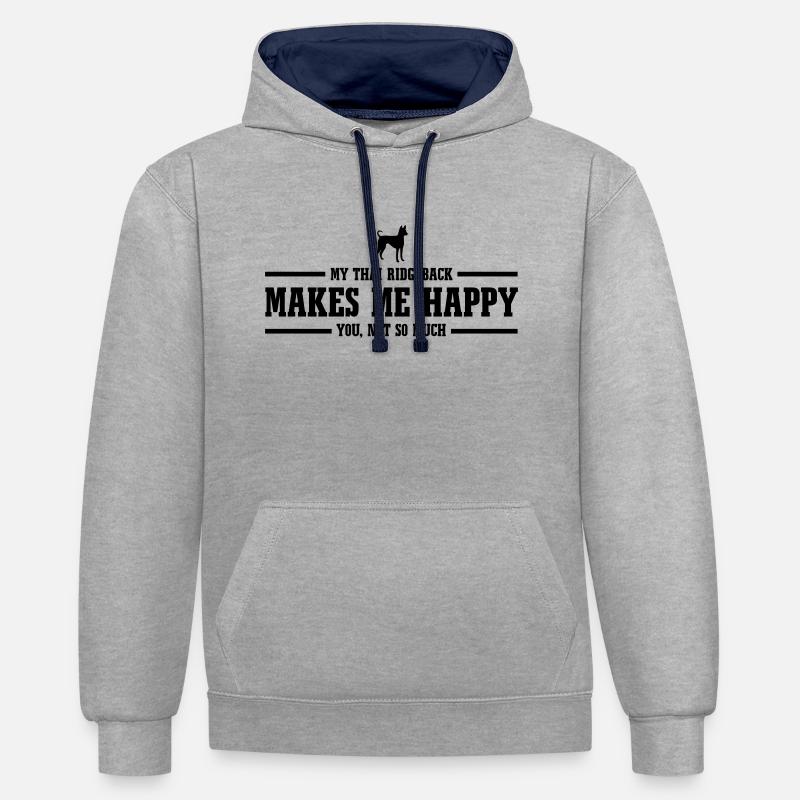 THAI RIDGEBACK me rend heureux - Sweat à capuche contrasté - gris chiné/bleu marine