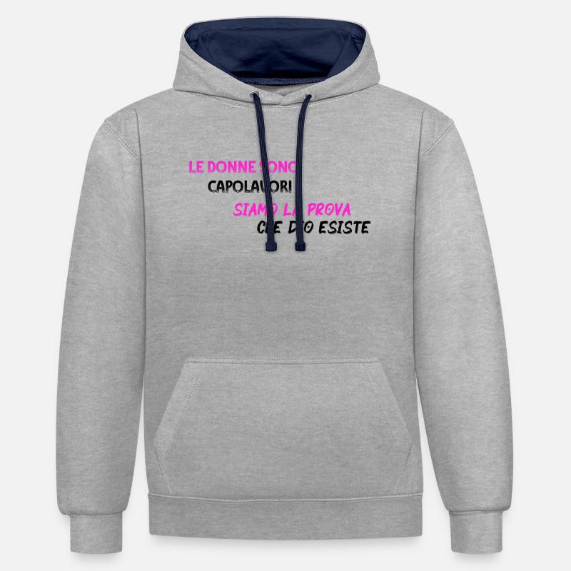 Femmes chefs d'oeuvre - BLK PNK - Sweat à capuche contrasté - gris chiné/bleu marine