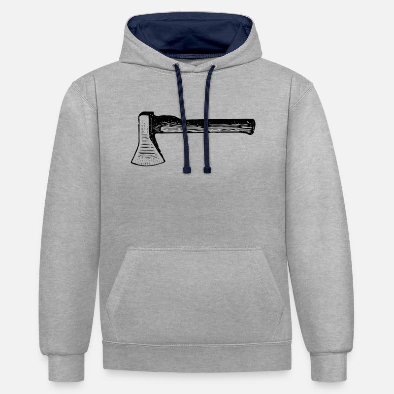 charpentier menuisier charpentier charpentier joiner28 - Sweat à capuche contrasté - gris chiné/bleu marine