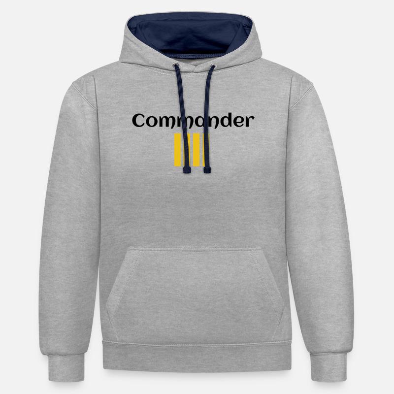 Commandant - Sweat à capuche contrasté - gris chiné/bleu marine
