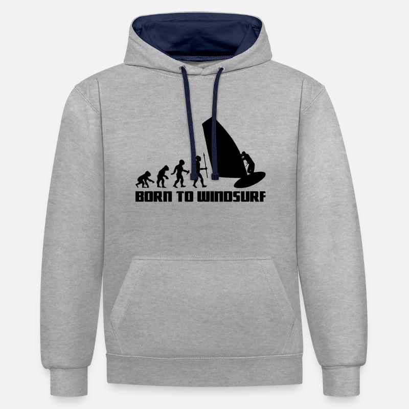 Windsurfer Evolution Surf à voile - Sweat à capuche contrasté - gris chiné/bleu marine