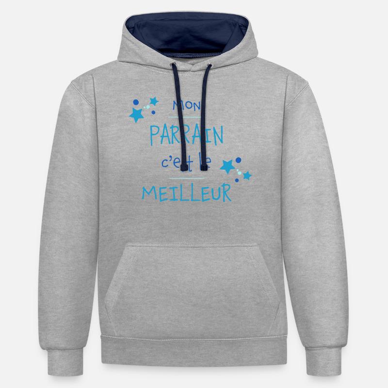 Mon parrain c'est le meilleur - Sweat à capuche contrasté - gris chiné/bleu marine