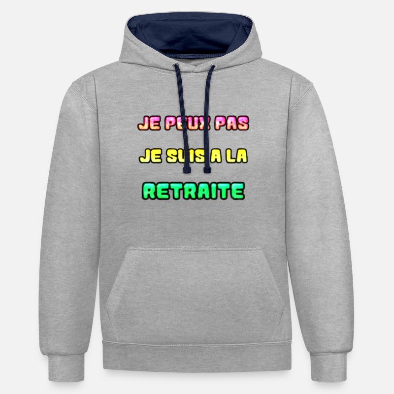 RETRAITE. RETRAITE. RETRAITEE. RETRAITE - Sweat à capuche contrasté - gris chiné/bleu marine