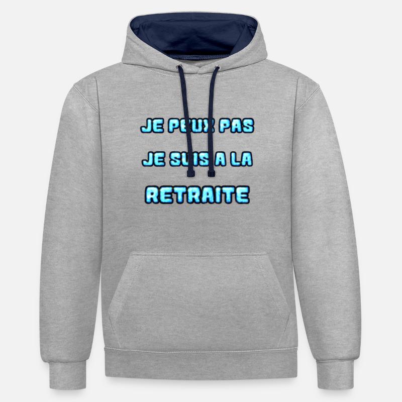RETRAITE. RETRAITE. RETRAITEE. RETRAITE - Sweat à capuche contrasté - gris chiné/bleu marine