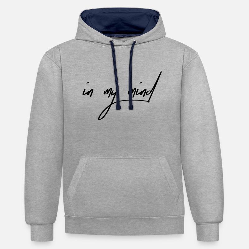 Dans mon esprit - Sweat à capuche contrasté - gris chiné/bleu marine