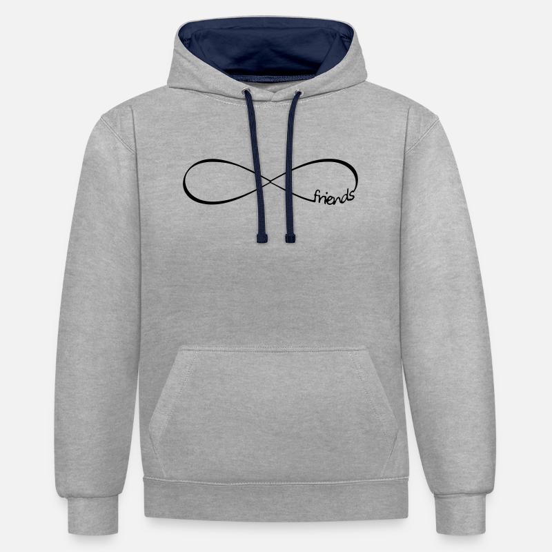 amis Infinity - Amitié Symbole amis - Sweat à capuche contrasté - gris chiné/bleu marine
