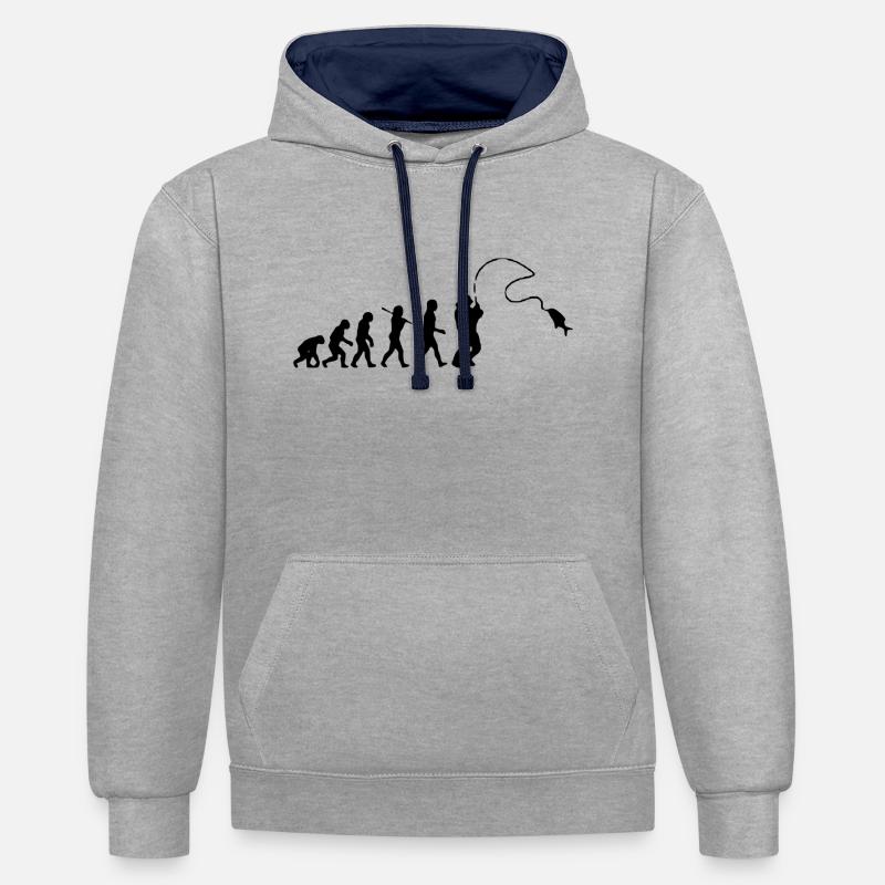 Pêche évolution Pêche - Sweat à capuche contrasté - gris chiné/bleu marine