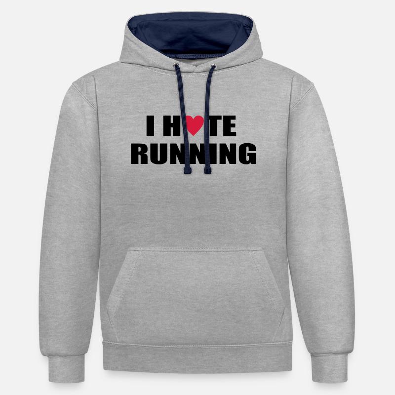courir - Sweat à capuche contrasté - gris chiné/bleu marine