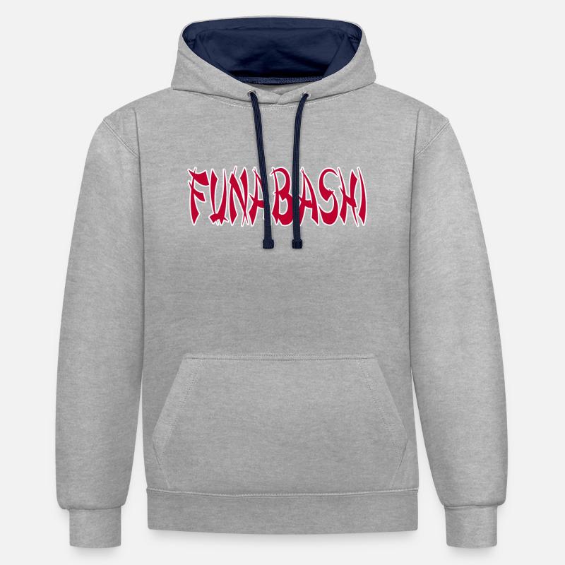 Funabashi - Sweat à capuche contrasté - gris chiné/bleu marine