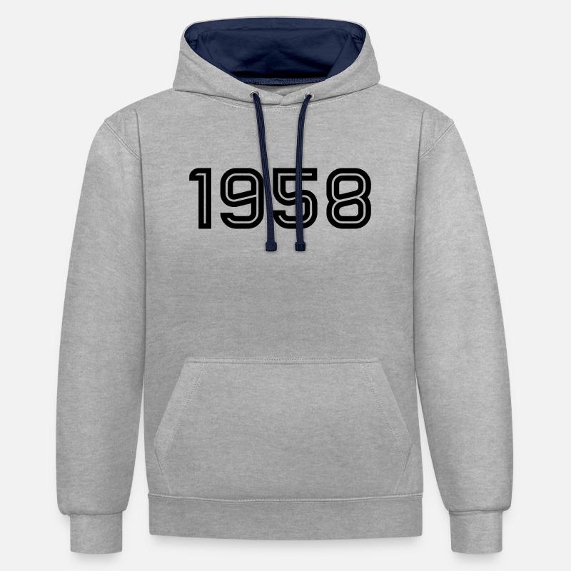 1958 Inline - Sweat à capuche contrasté - gris chiné/bleu marine