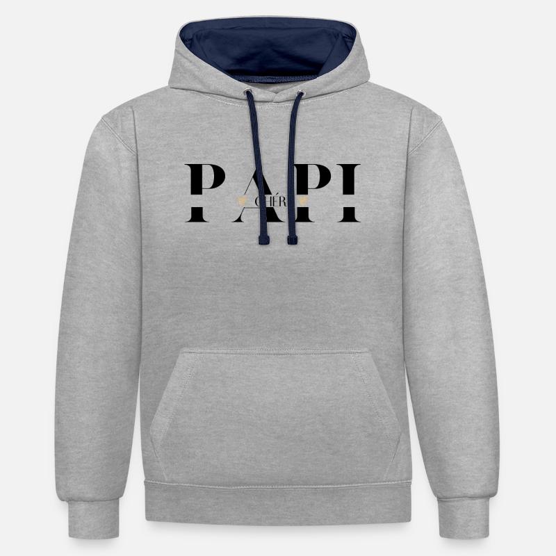 papi Chéri - Sweat à capuche contrasté - gris chiné/bleu marine