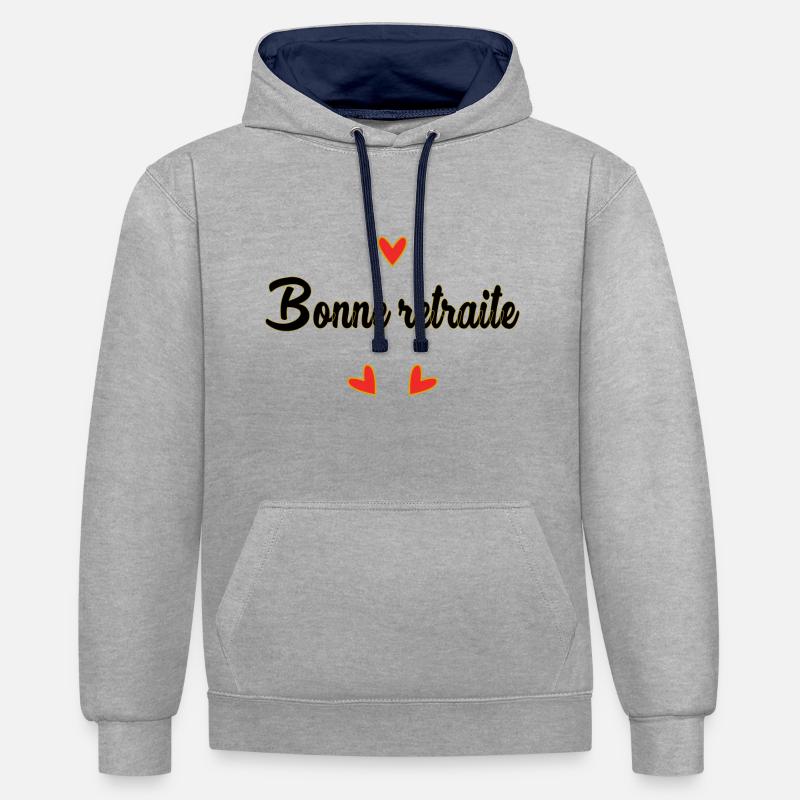 RETRAITE. RETRAITE. RETRAITEE. RETRAITE - Sweat à capuche contrasté - gris chiné/bleu marine