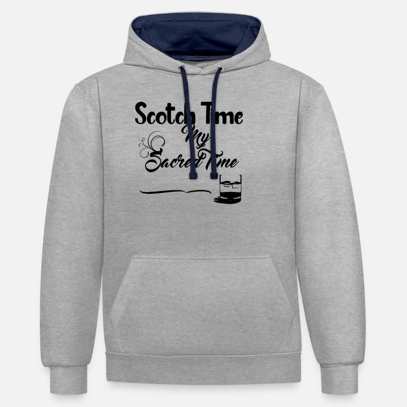 Scotch Time - Boisson alcoolisée - Sweat à capuche contrasté - gris chiné/bleu marine