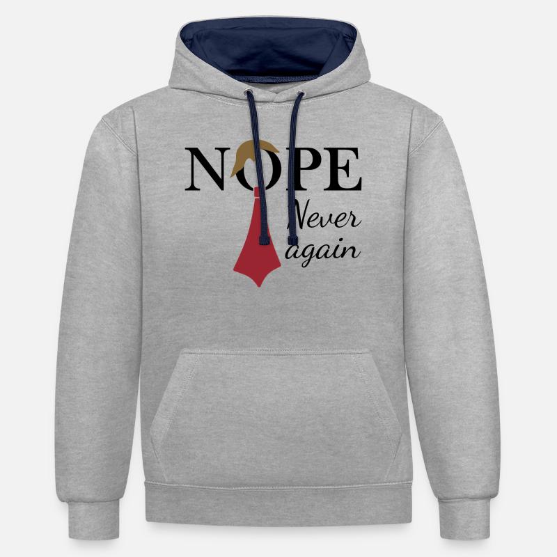 Non. Plus jamais - Sweat à capuche contrasté - gris chiné/bleu marine