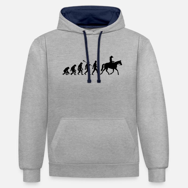 Evolution - Équitation - Équitation Western - Sweat à capuche contrasté - gris chiné/bleu marine