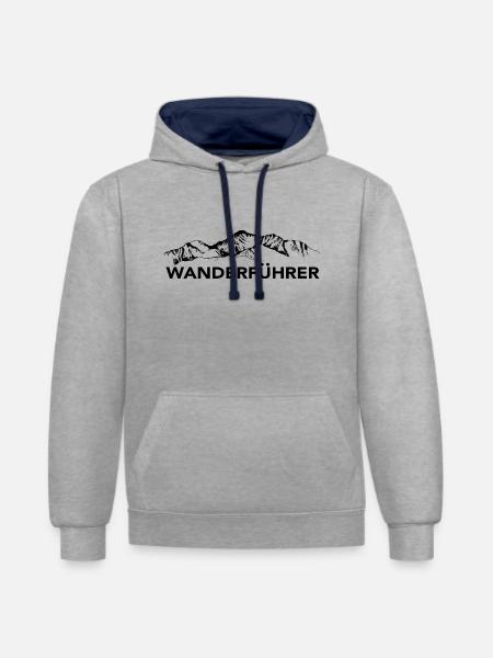 Wanderfuhrer - (2) - Kontrast-Hoodie - Grau meliert/Navy