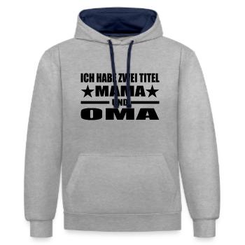 Mama - Kontrast-Hoodie - Grau meliert/Navy - Vorne - Liana (172cm) & Jaron (178cm)