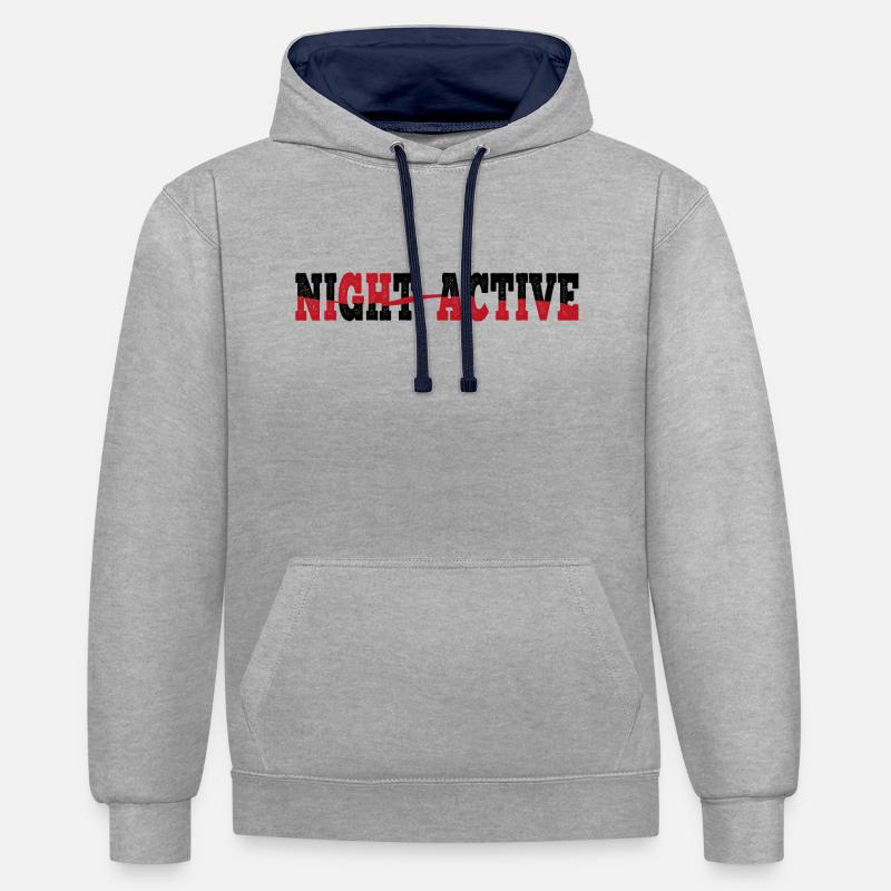 NIGHT ACTIVE T-Shirt Pullover Sweatshirt - Kontrast-Hoodie - Grau meliert/Navy