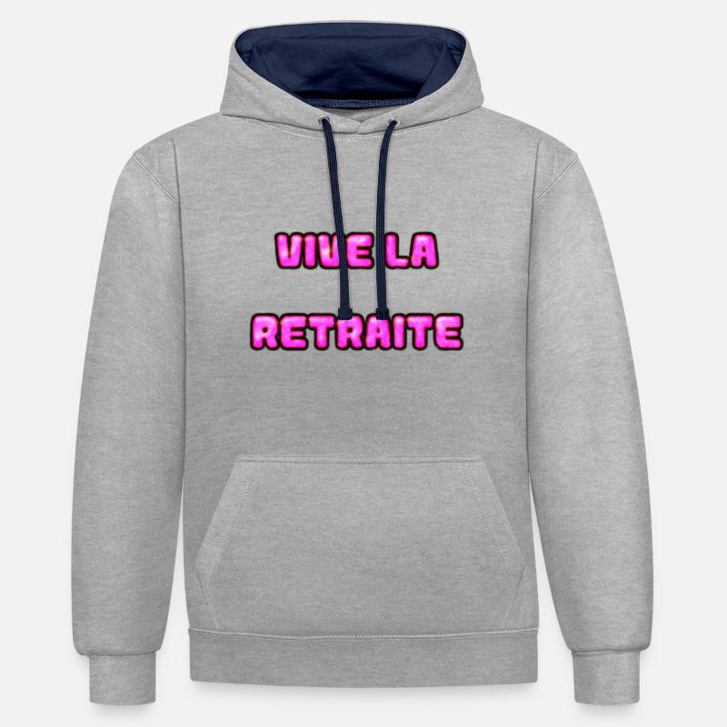 RETRAITE. RETRAITE. RETRAITEE. RETRAITE - Sweat à capuche contrasté - gris chiné/bleu marine