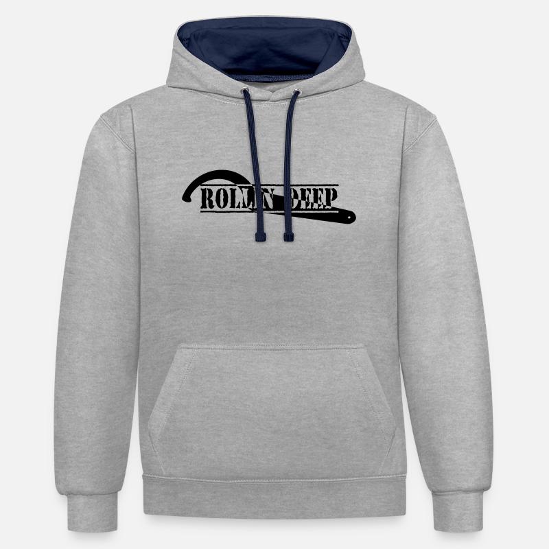 ROLLI DEEP - Sweat à capuche contrasté - gris chiné/bleu marine