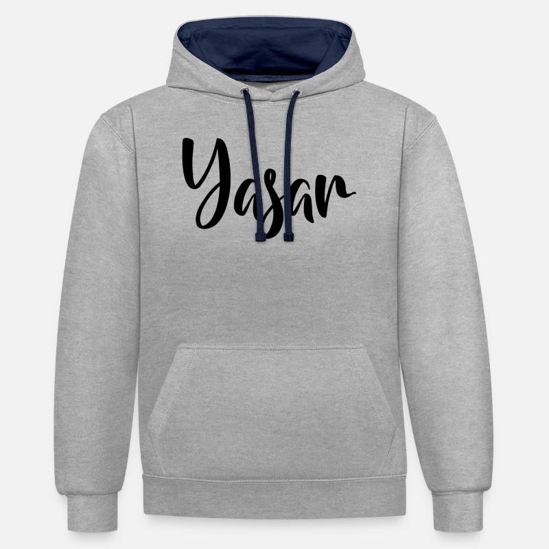 Nom - Yasar - Sweat à capuche contrasté - gris chiné/bleu marine