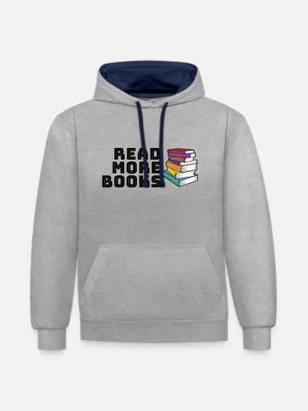 Read more books - Contrast hoodie - heather grey/navy