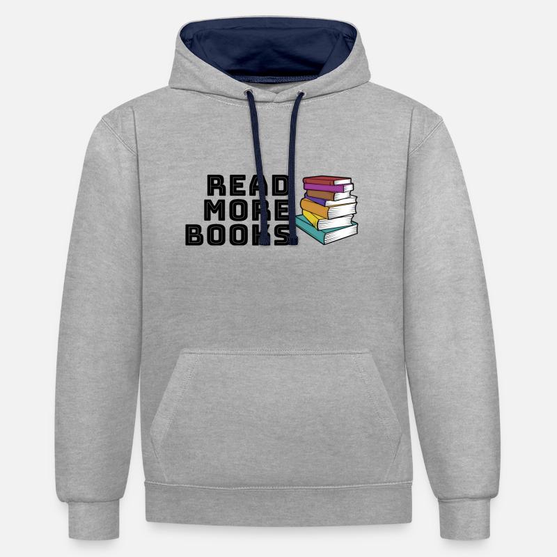 Read more books - Sweat à capuche contrasté - gris chiné/bleu marine