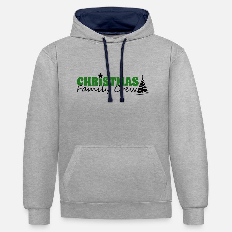 Équipage familial de Noël - Sweat à capuche contrasté - gris chiné/bleu marine