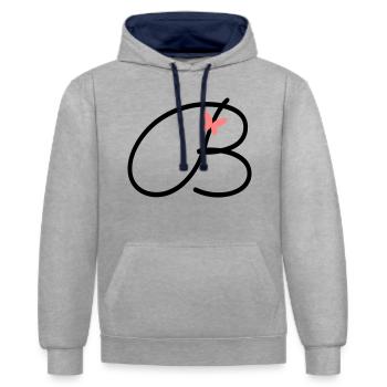 Buchstabe B Anfangsbuchstabe Schmetterling - Kontrast-Hoodie - Grau meliert/Navy - Vorne - Liana (172cm) & Jaron (178cm)
