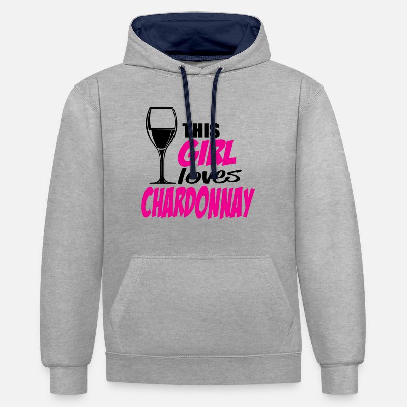 Chardonnay - Sweat à capuche contrasté - gris chiné/bleu marine