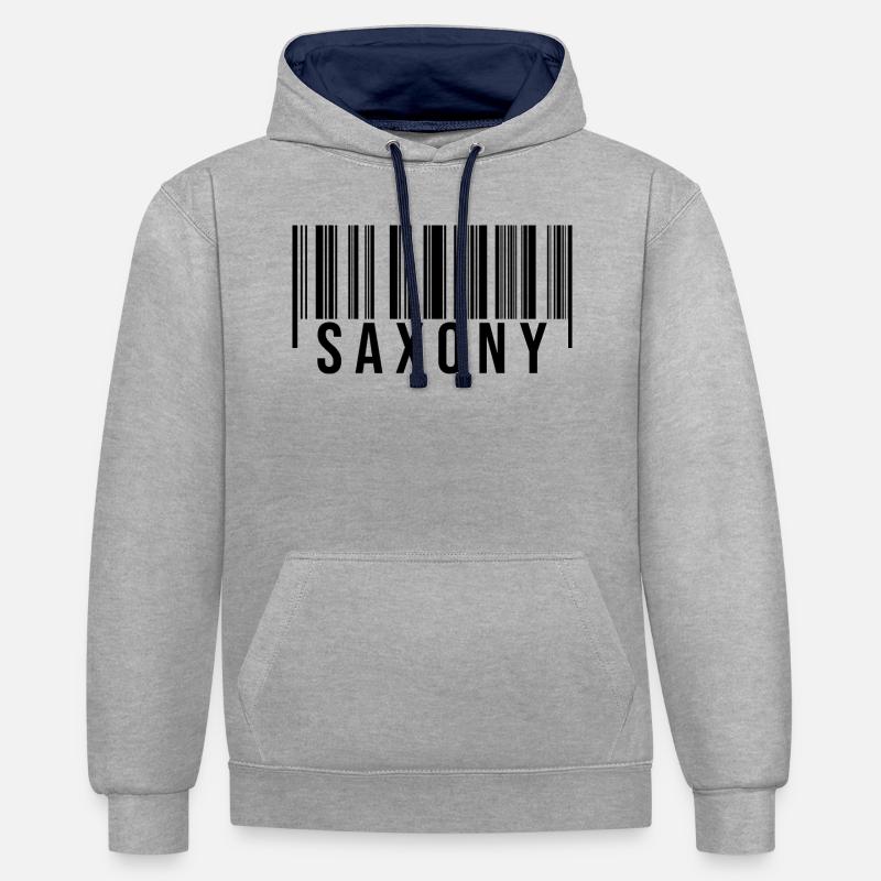 Code à barres de Saxe - Sweat à capuche contrasté - gris chiné/bleu marine