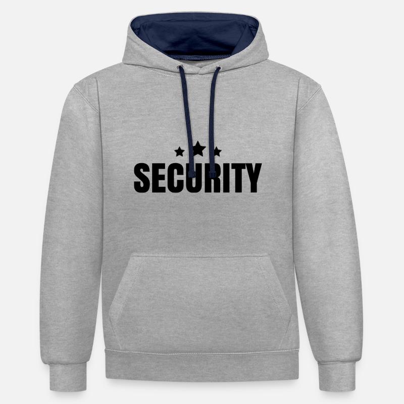 Sécurité sécurité Sécurité sécurité - Sweat à capuche contrasté - gris chiné/bleu marine