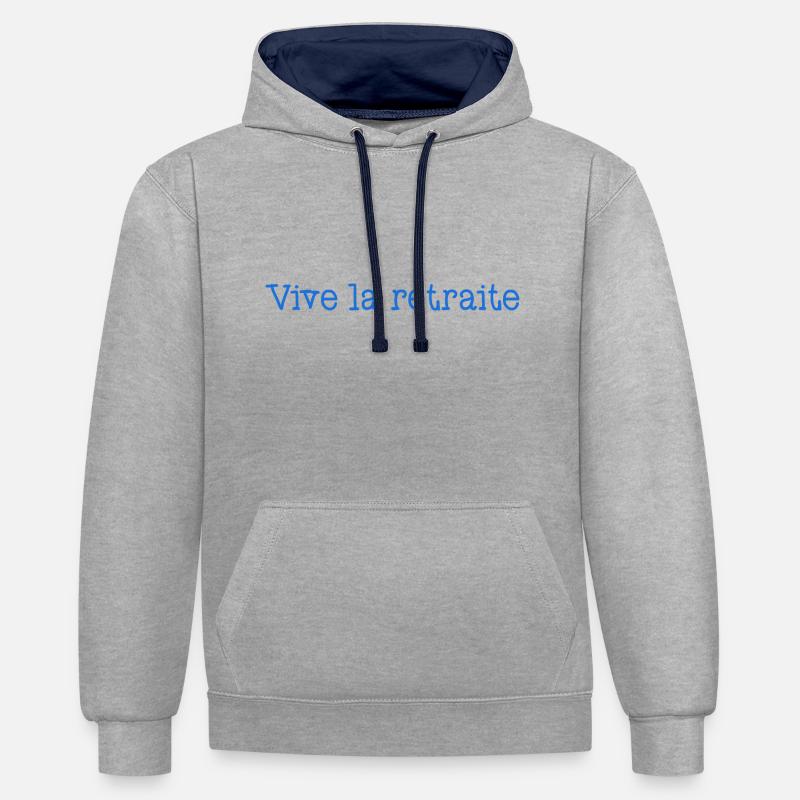 RETRAITE. RETRAITE. RETRAITEE. RETRAITE - Sweat à capuche contrasté - gris chiné/bleu marine