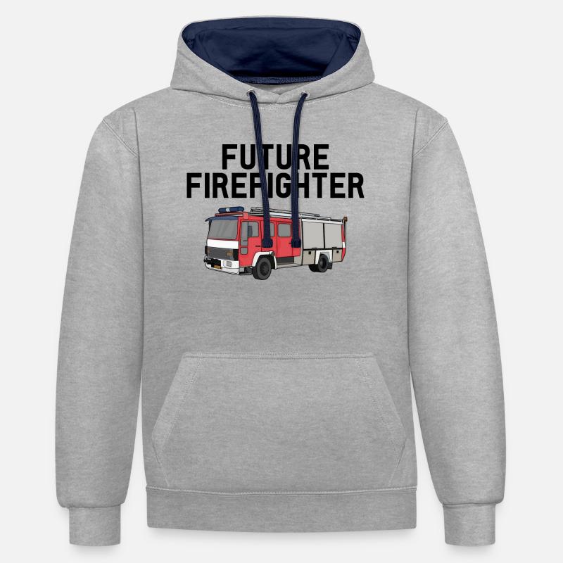 FUTURE FIREFIGHTER - Contrast hoodie - heather grey/navy