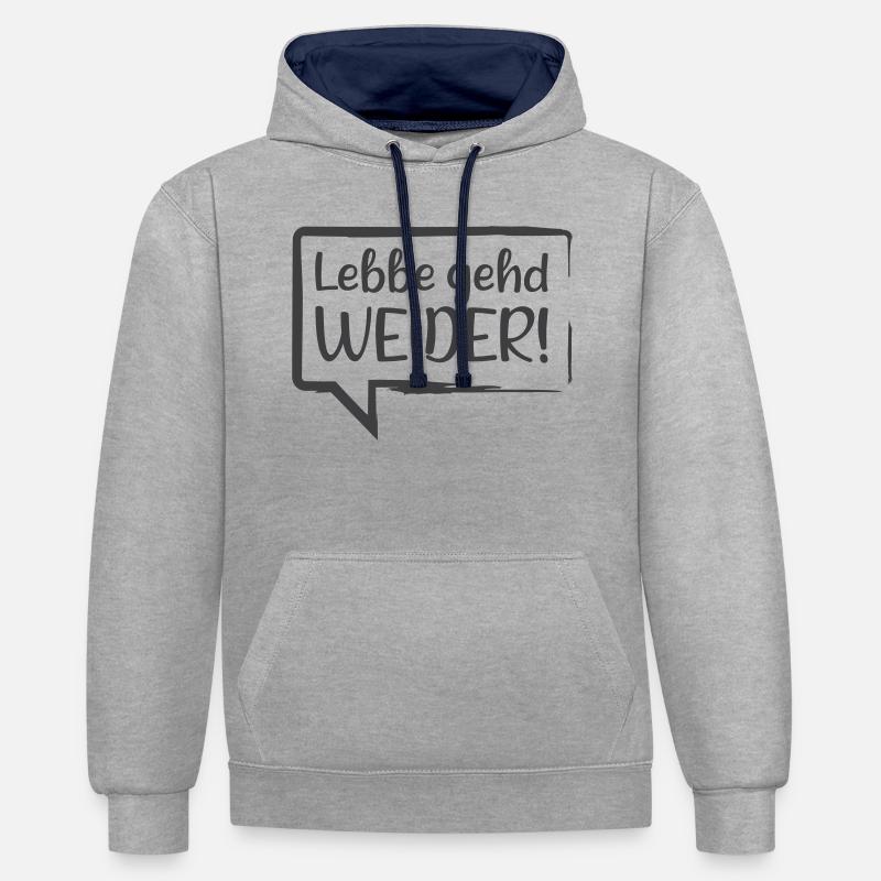 Lebbe gehd weiter - Kontrast-Hoodie - Grau meliert/Navy