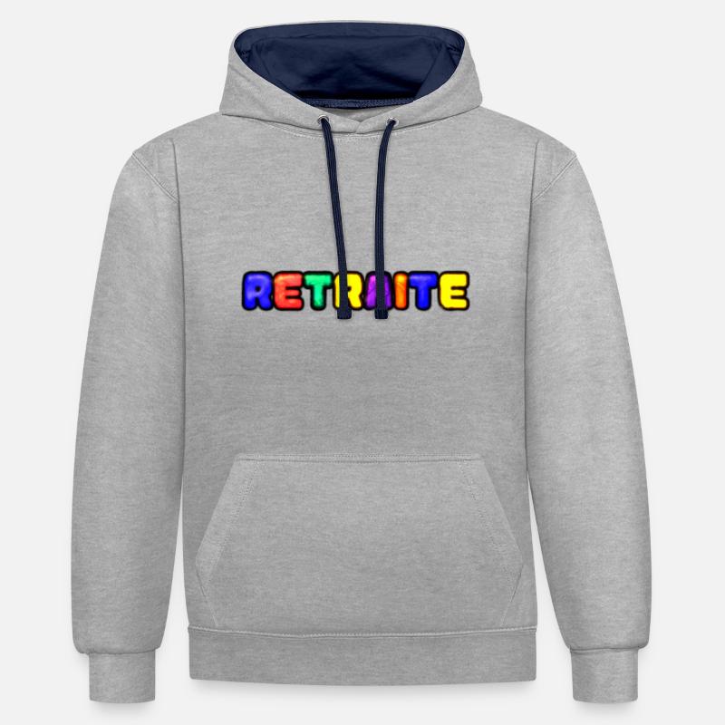 RETRAITE. RETRAITE. RETRAITEE. RETRAITE - Sweat à capuche contrasté - gris chiné/bleu marine