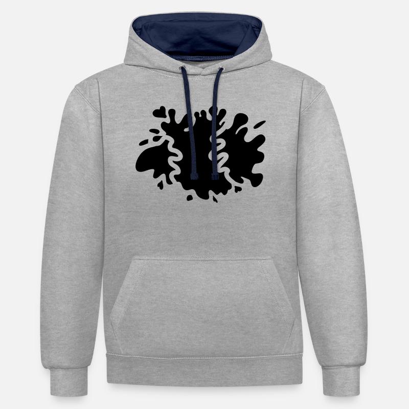 Éclaboussures de couleur - Sweat à capuche contrasté - gris chiné/bleu marine