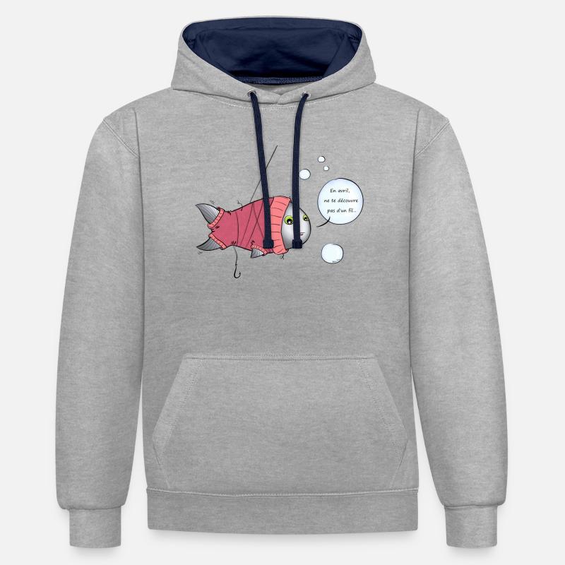 Rollkragenpullover Aprilscherz - Kontrast-Hoodie - Grau meliert/Navy