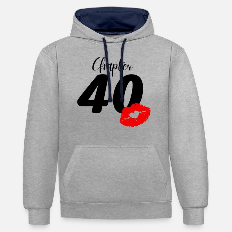 40e anniversaire - Sweat à capuche contrasté - gris chiné/bleu marine