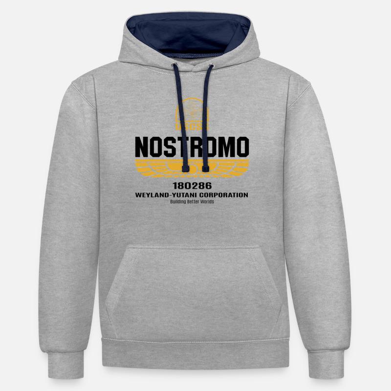 Uscss Nostromo 180286 - Sweat à capuche contrasté - gris chiné/bleu marine